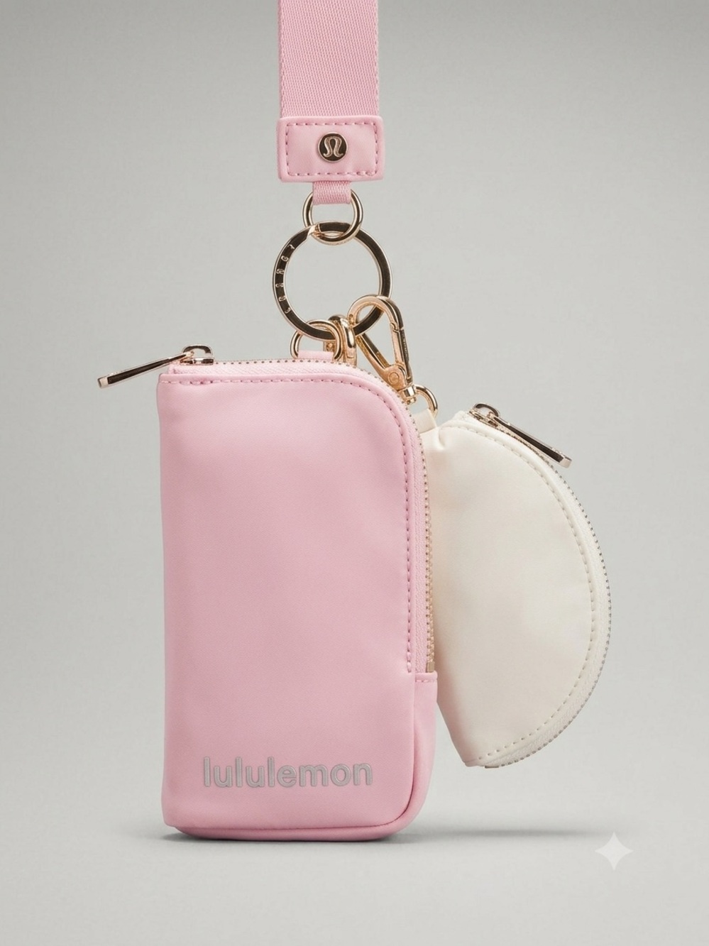 Lululemon athletica Dual Pouch Wristlet pink cream large phone bags nwt gym - Picture 1 of 1